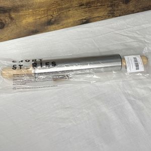 Stainless Steel & Rubber Wood Rolling Pin